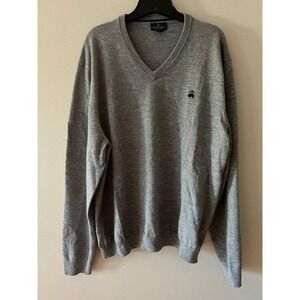 Brooks Brothers Gray Men's Merino Wool V-Neck Sweater XXL